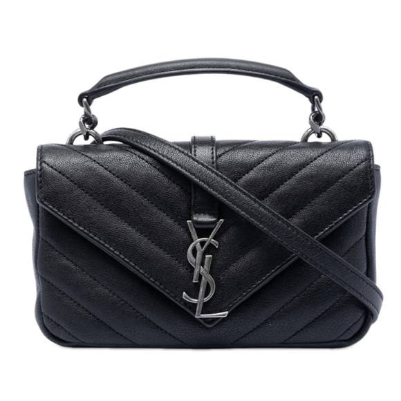 Saint Laurent Handbags - Pre-Loved Saint Laurent Mini Chevron Sheepskin Monogram College Satchel